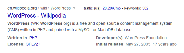 meta description in search results