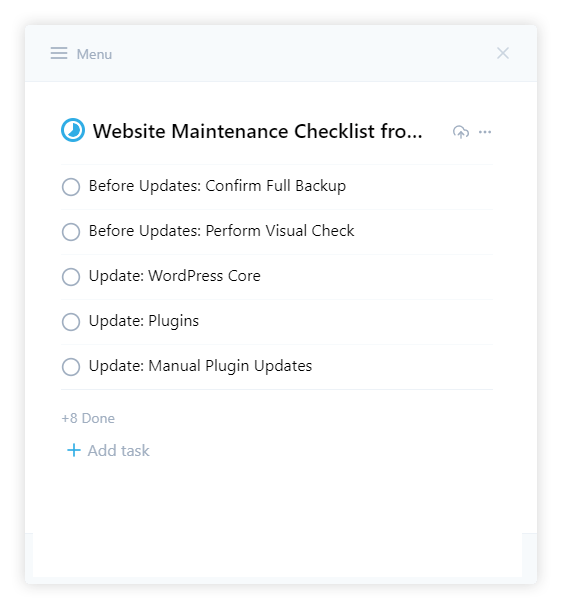 Website Maintenance Checklist from WP Care Market
